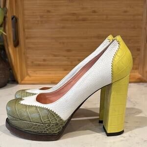 Studio Pollini leather croc color blocked platform size 7 academia rockabilly